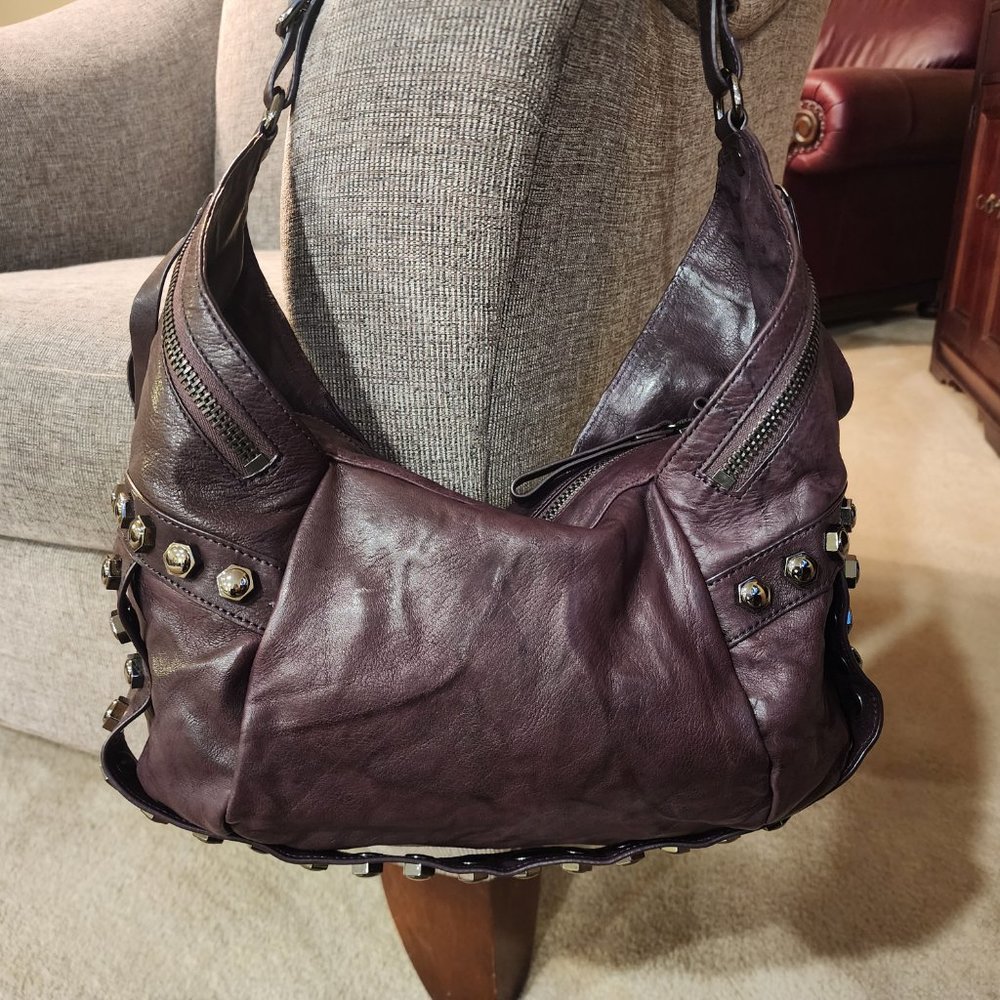 ** Flash Sale ** KENNETH COLE COLLECTION Hudson Rivet Hobo Handbag - Burgundy